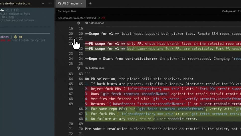 Построчные комментарии, закреплённые на строках diff
